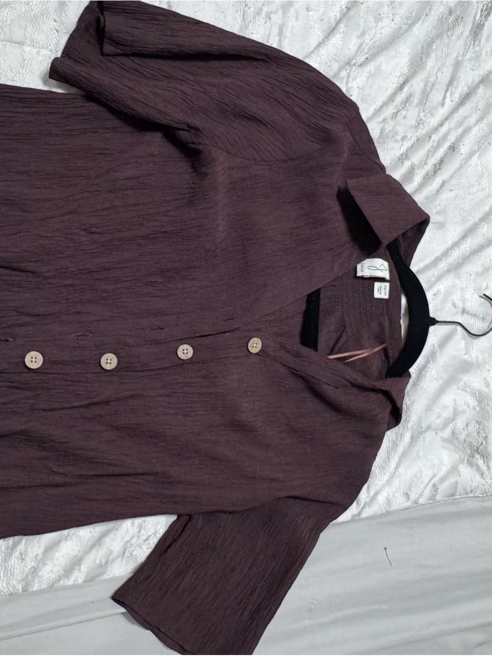Joie Short-Sleeve Button Down Shirt in Deep Plum